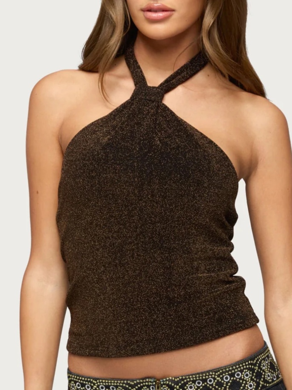 NWT EDIKTED Glitter Halter Top